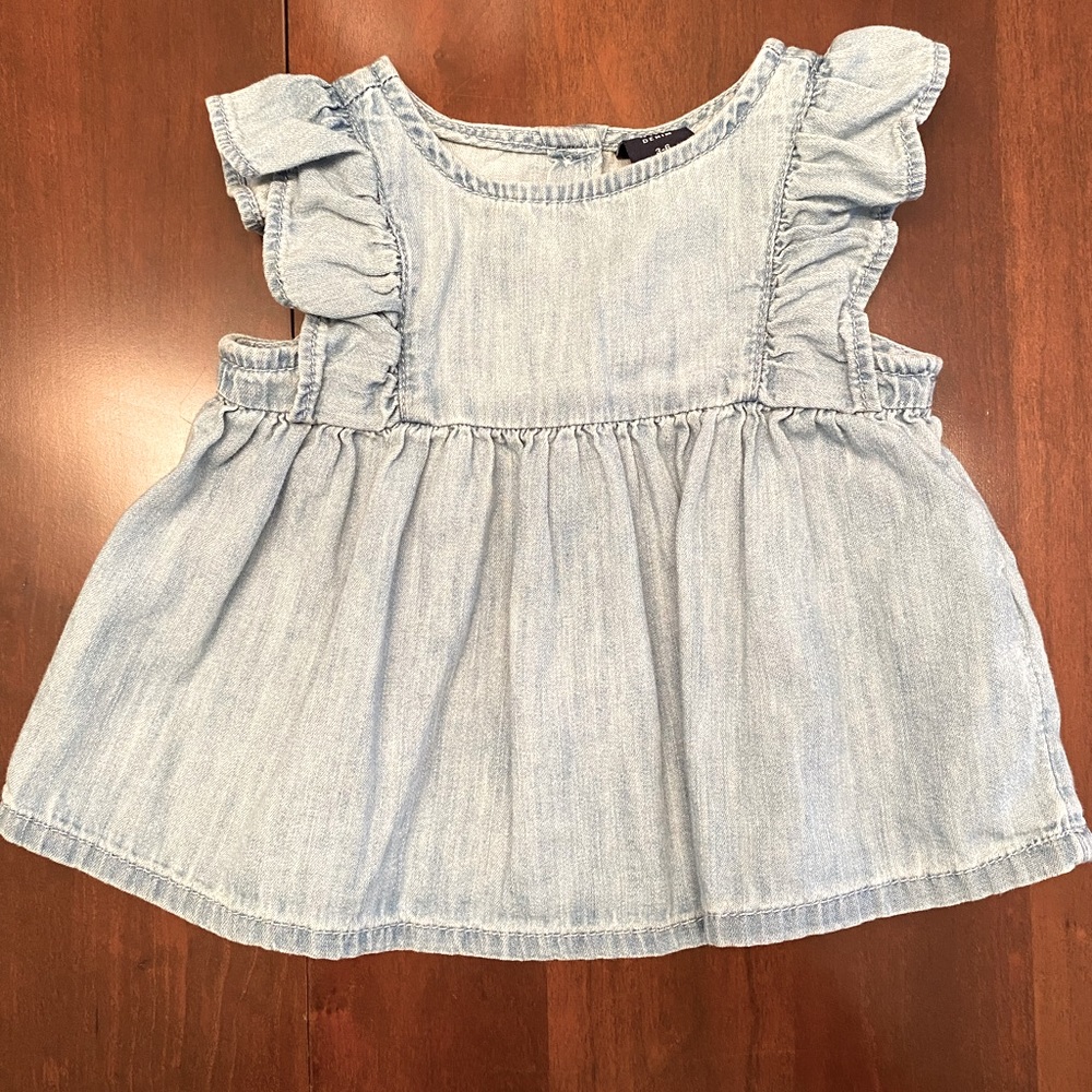 Denim flutter top 3-6m